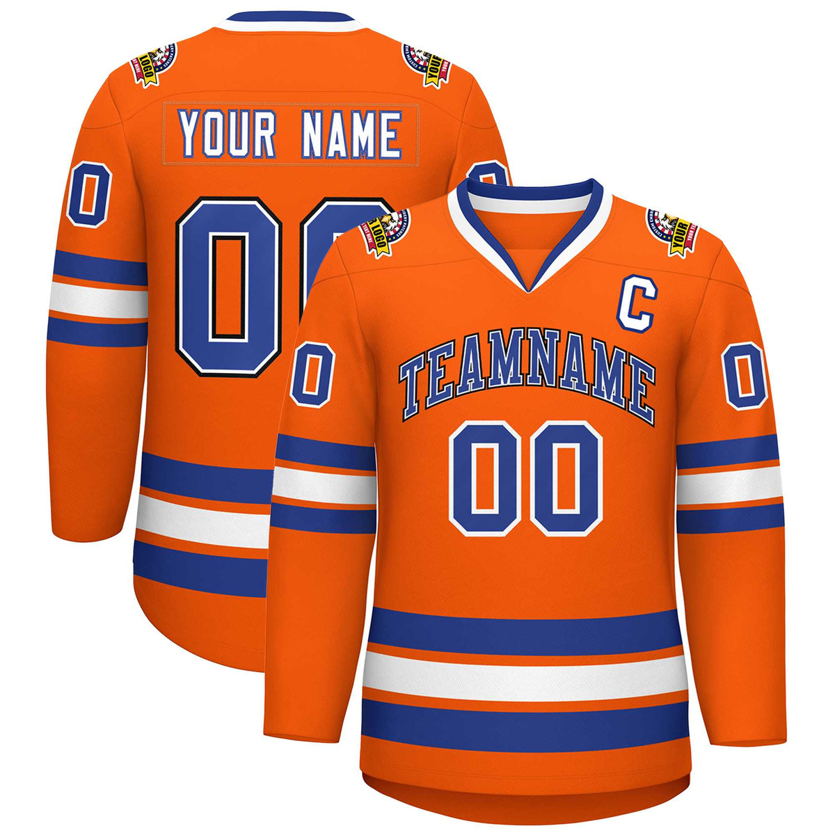 Custom Orange Royal White-Black Classic Style Hockey Jersey | KXKSHOP