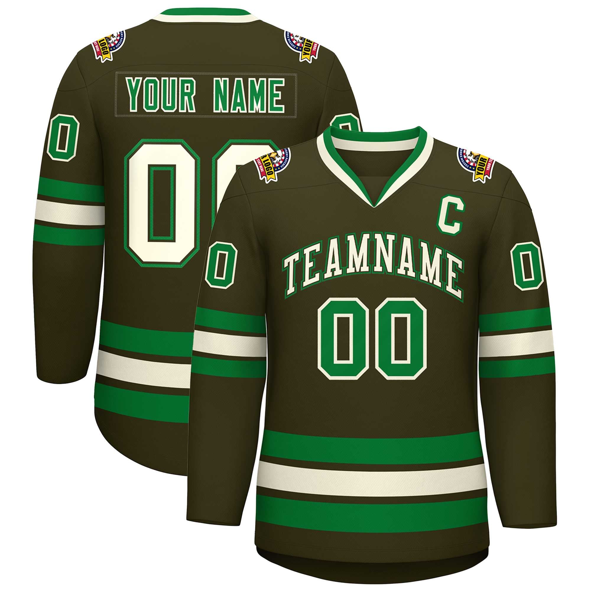 Custom Olive Khaki Olive-Kelly Green Classic Style Hockey Jersey | KXKSHOP