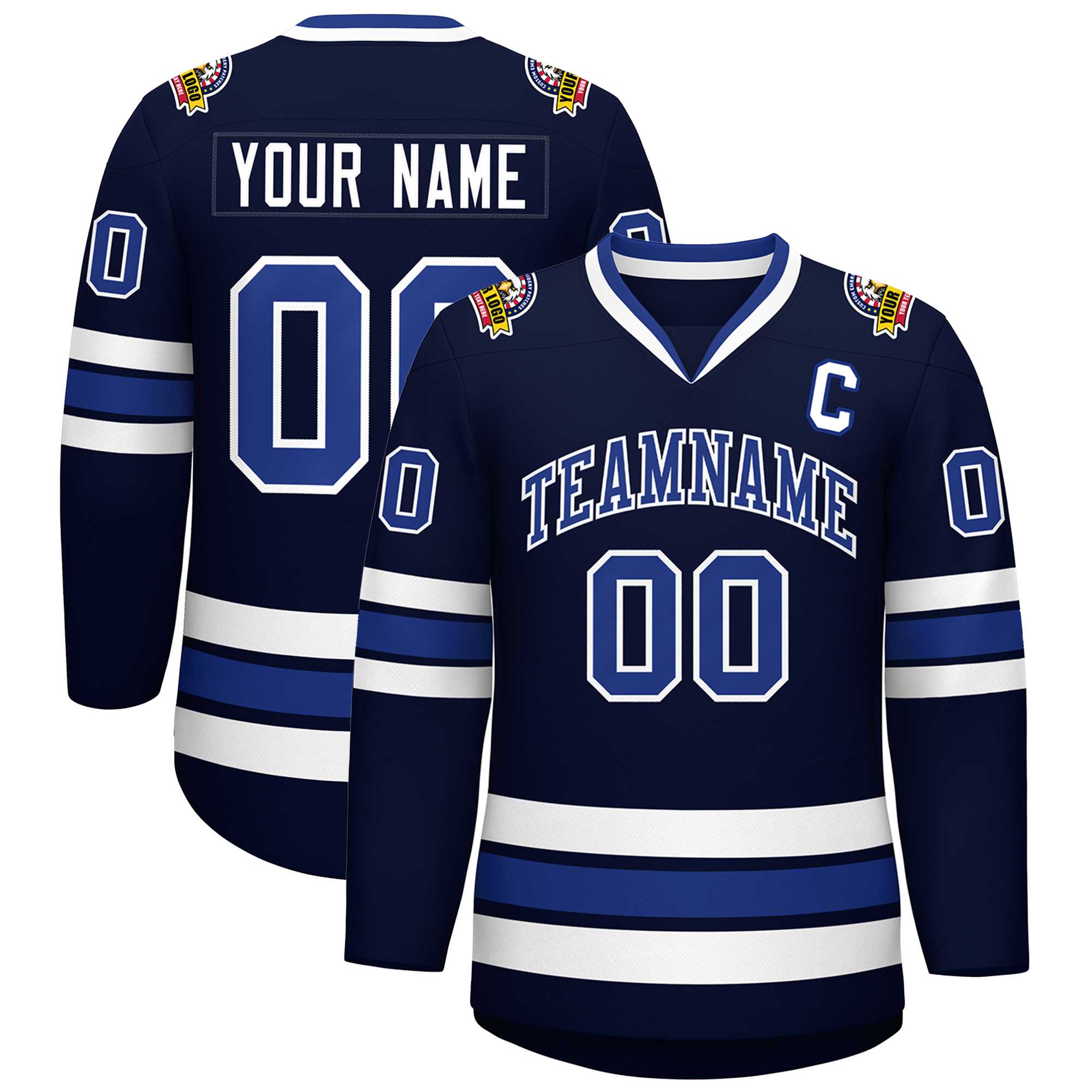 Custom Navy Royal-White Classic Style Hockey Jersey | KXKSHOP
