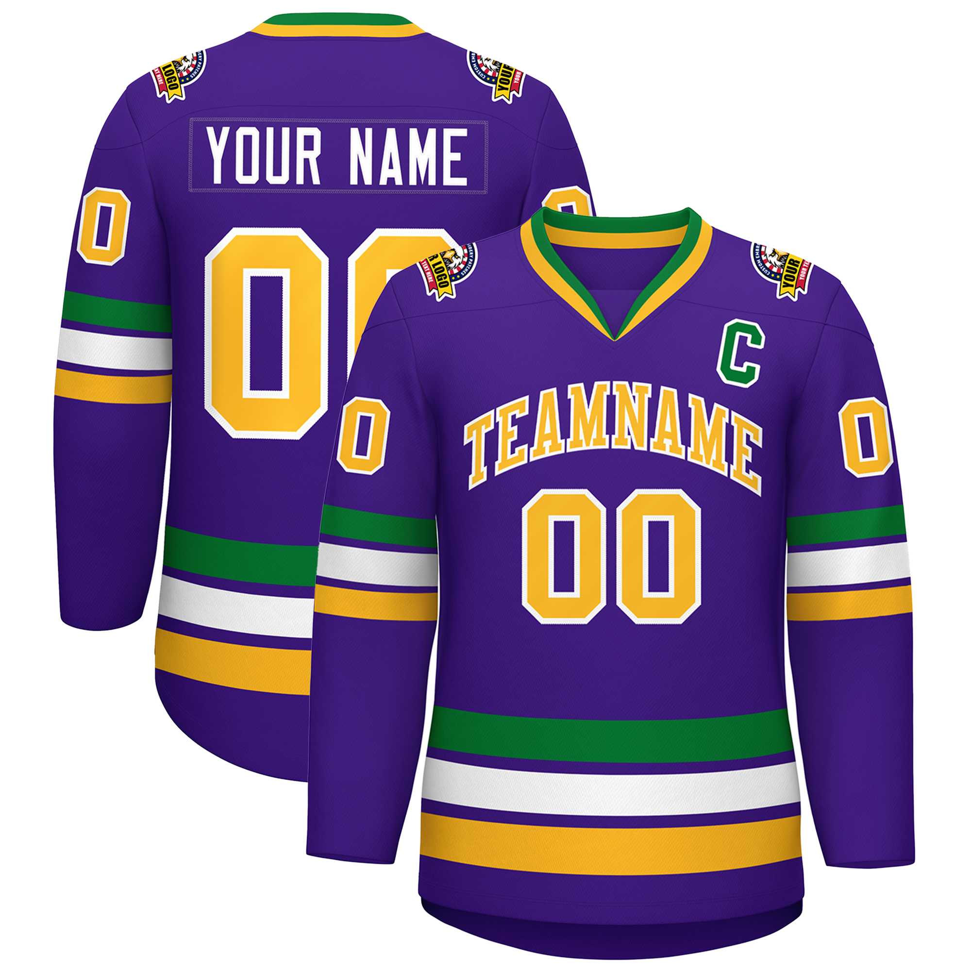 Custom Purple Gold-White Classic Style Hockey Jersey | KXKSHOP