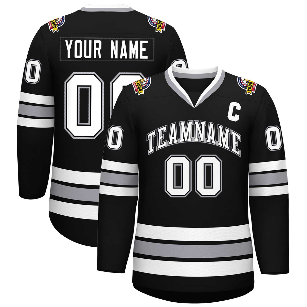 Custom Black White Black-Gray Classic Style Hockey Jersey | KXKSHOP