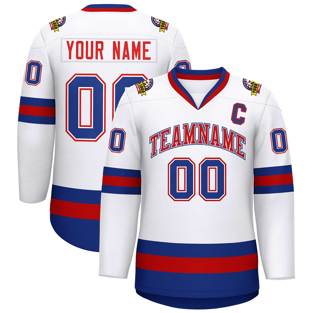 Custom White Red White-Royal Classic Style Hockey Jersey | KXKSHOP