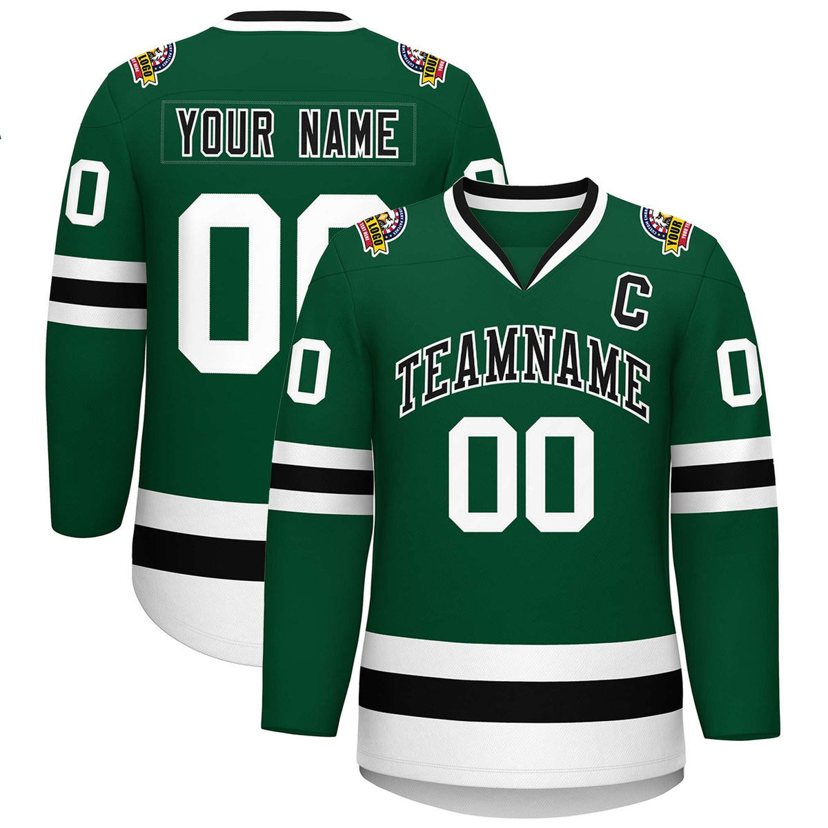 Custom Green Black-White Classic Style Hockey Jersey | KXKSHOP