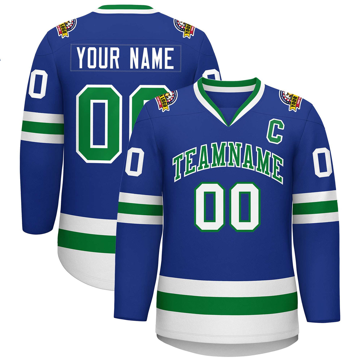 Custom Royal Kelly Green-White Classic Style Hockey Jersey | KXKSHOP