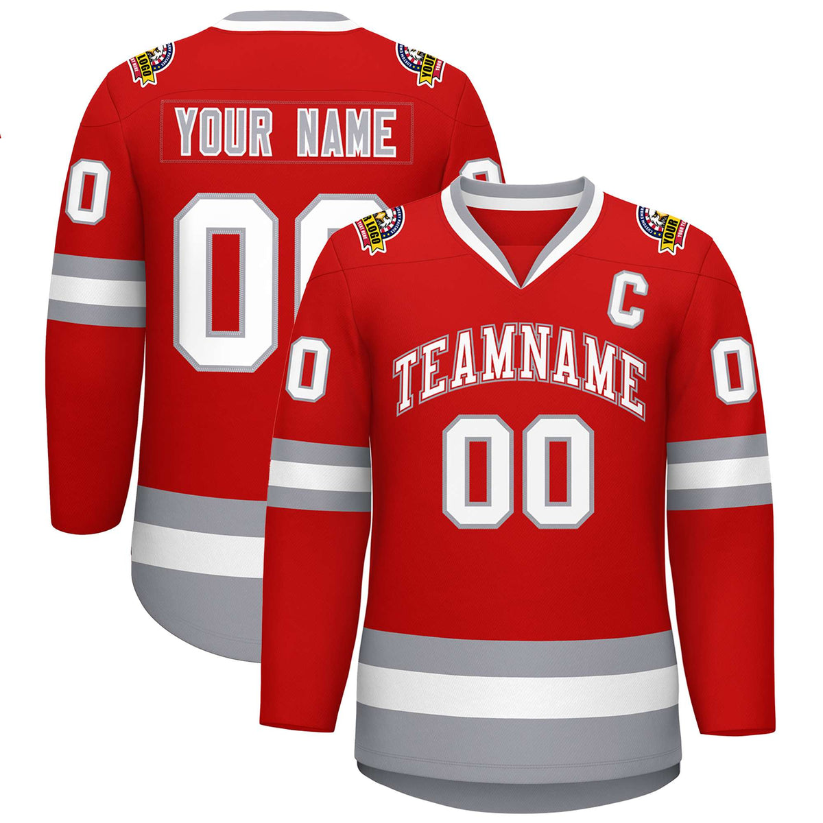 Custom Red White Red-Gray Classic Style Hockey Jersey | KXKSHOP