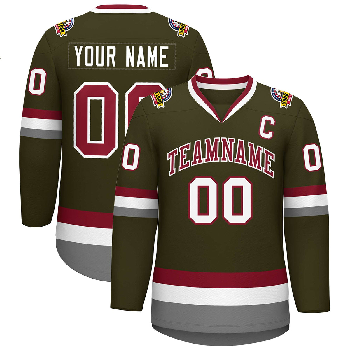 Custom Olive Crimson-White Classic Style Hockey Jersey | KXKSHOP