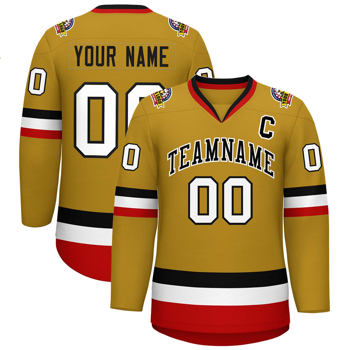 Custom Old Gold Black-White Classic Style Hockey Jersey | KXKSHOP