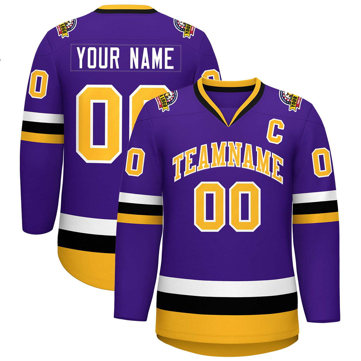Custom Purple Gold-White Classic Style Hockey Jersey | KXKSHOP