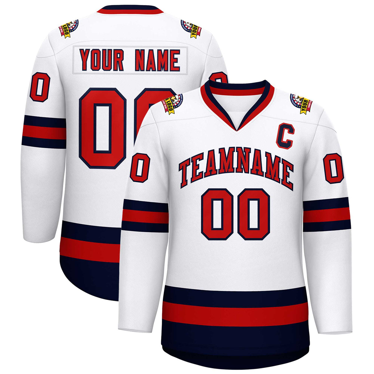 Custom White Red-Navy Classic Style Hockey Jersey | KXKSHOP