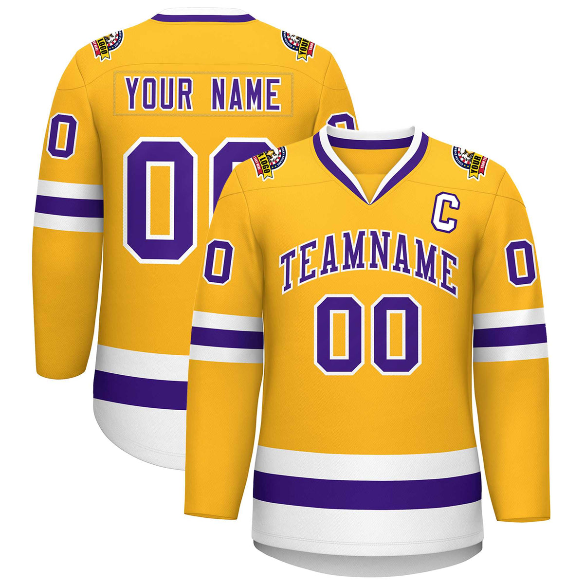 Custom Gold Purple-White Classic Style Hockey Jersey | KXKSHOP