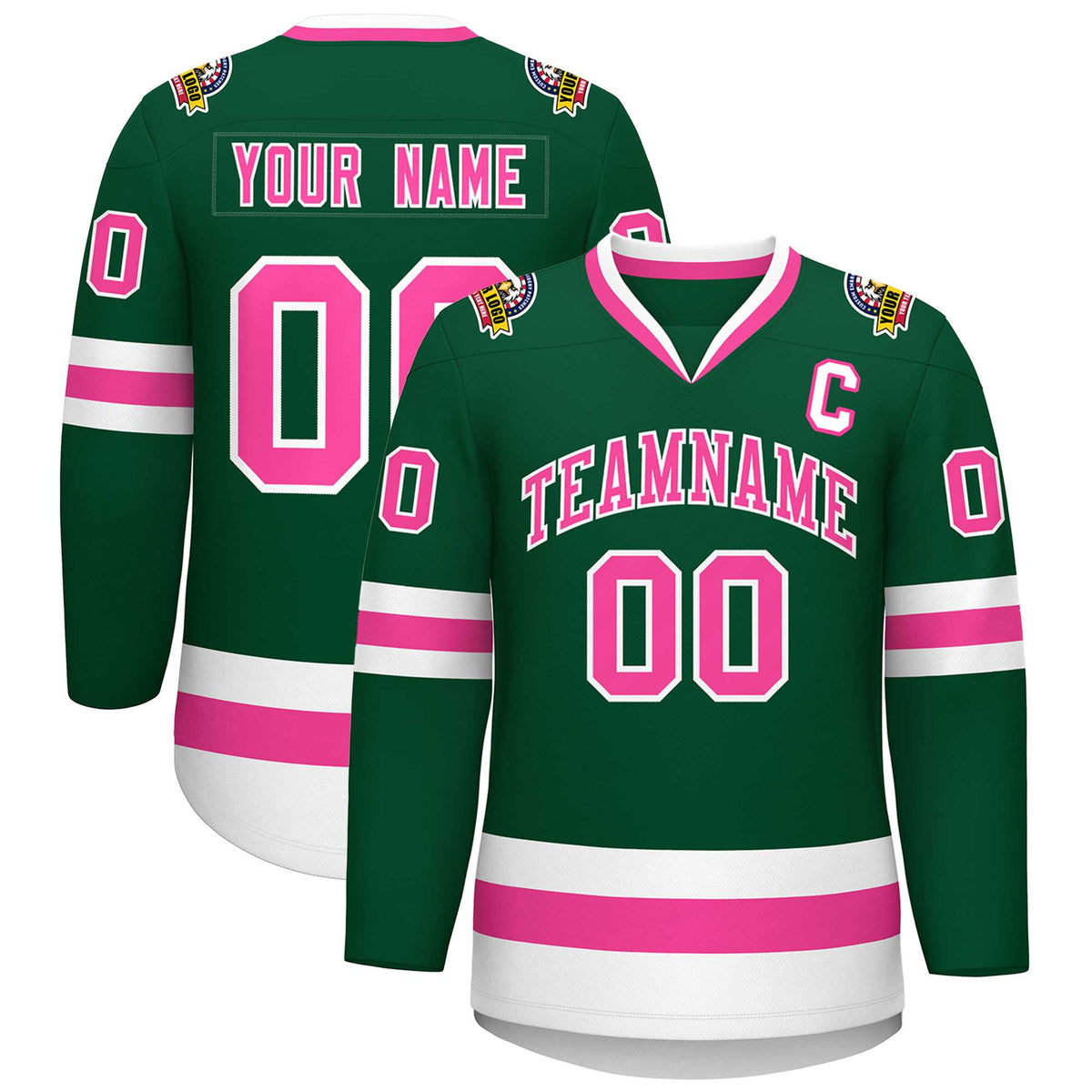 Custom Green Pink-White Classic Style Hockey Jersey | KXKSHOP