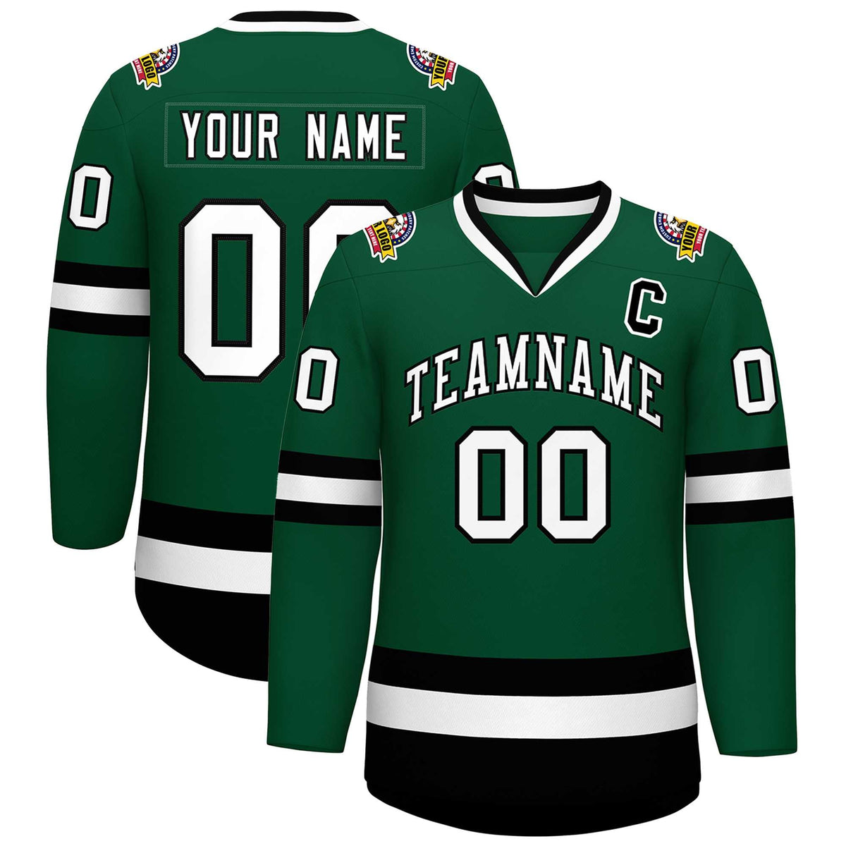Custom Green White-Black Classic Style Hockey Jersey | KXKSHOP