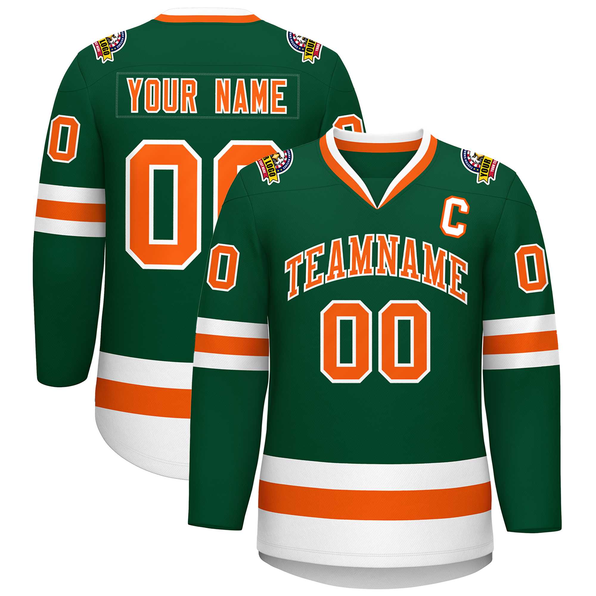 Custom Green Orange-White Classic Style Hockey Jersey | KXKSHOP