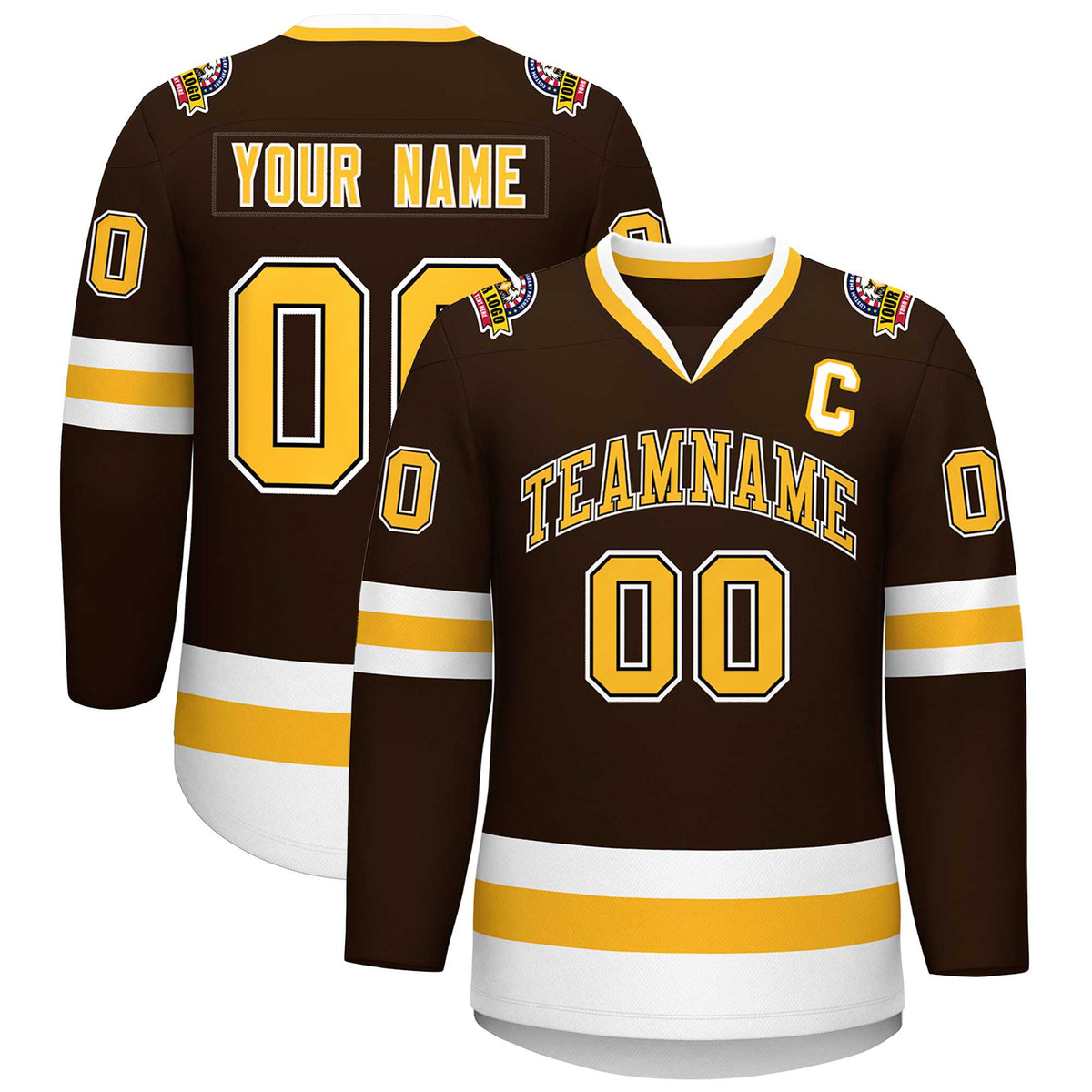 Custom Brown Gold Black-White Classic Style Hockey Jersey | KXKSHOP