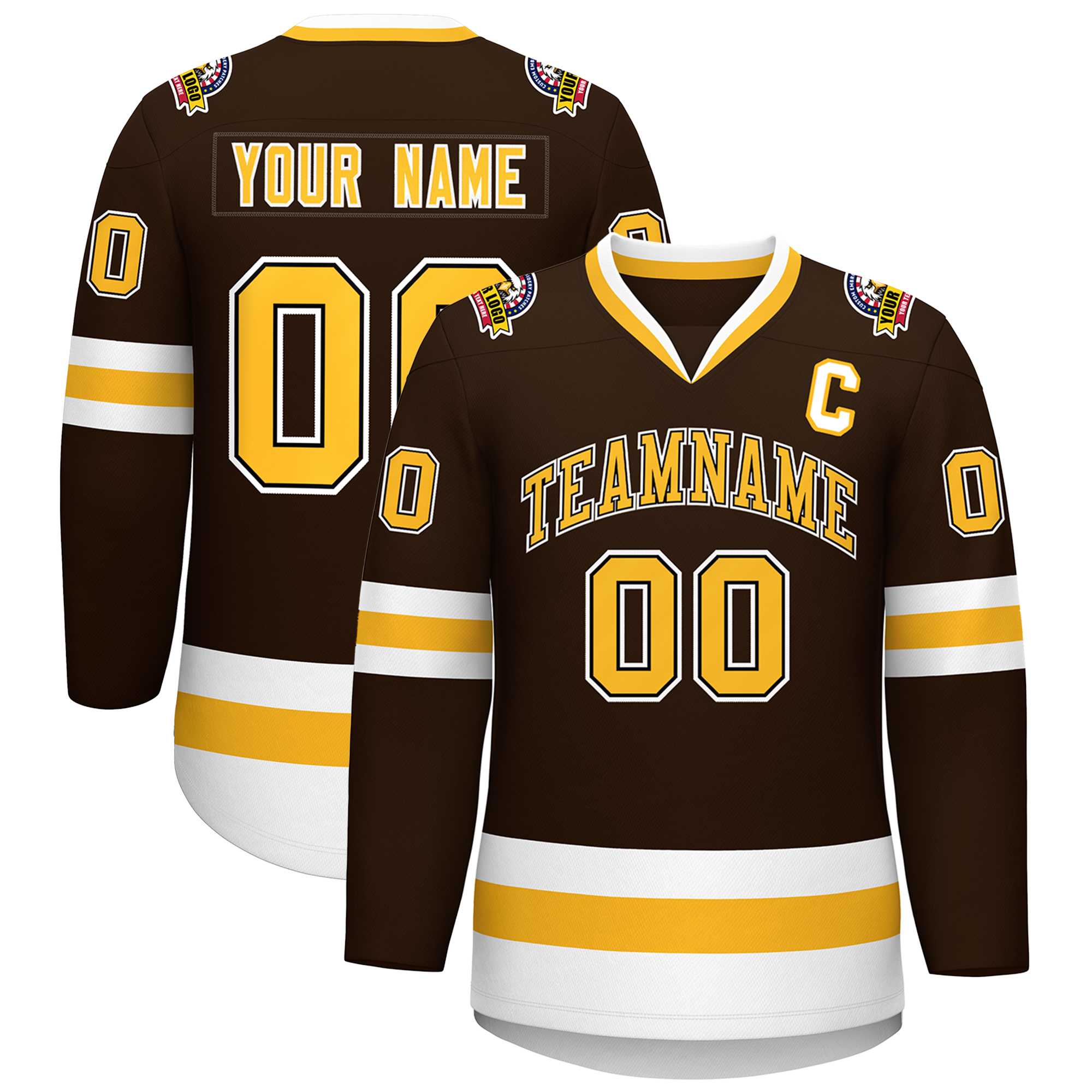Custom Brown Gold Black-White Classic Style Hockey Jersey | KXKSHOP