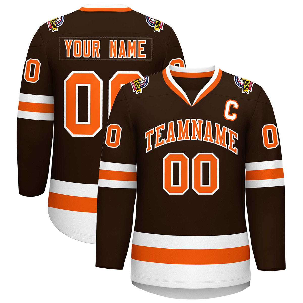 Custom Brown Orange-White Classic Style Hockey Jersey | KXKSHOP