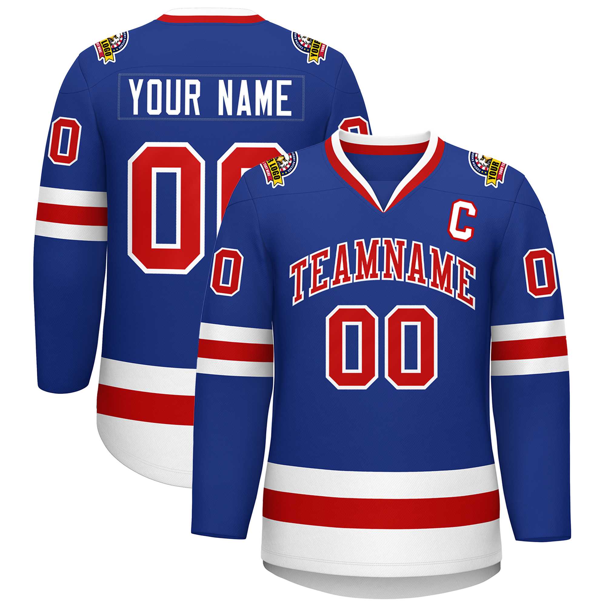 Custom Royal Red-White Classic Style Hockey Jersey | KXKSHOP