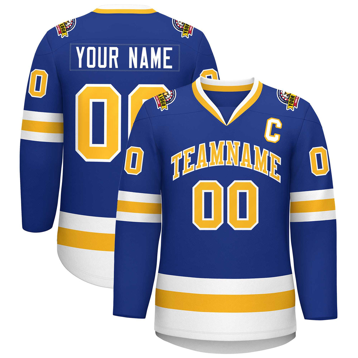 Custom Royal Gold-White Classic Style Hockey Jersey | KXKSHOP