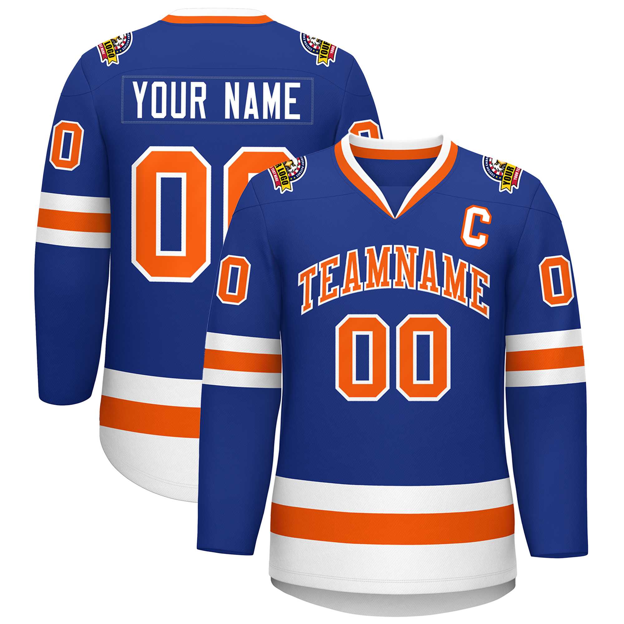 Custom Royal Orange-White Classic Style Hockey Jersey | KXKSHOP