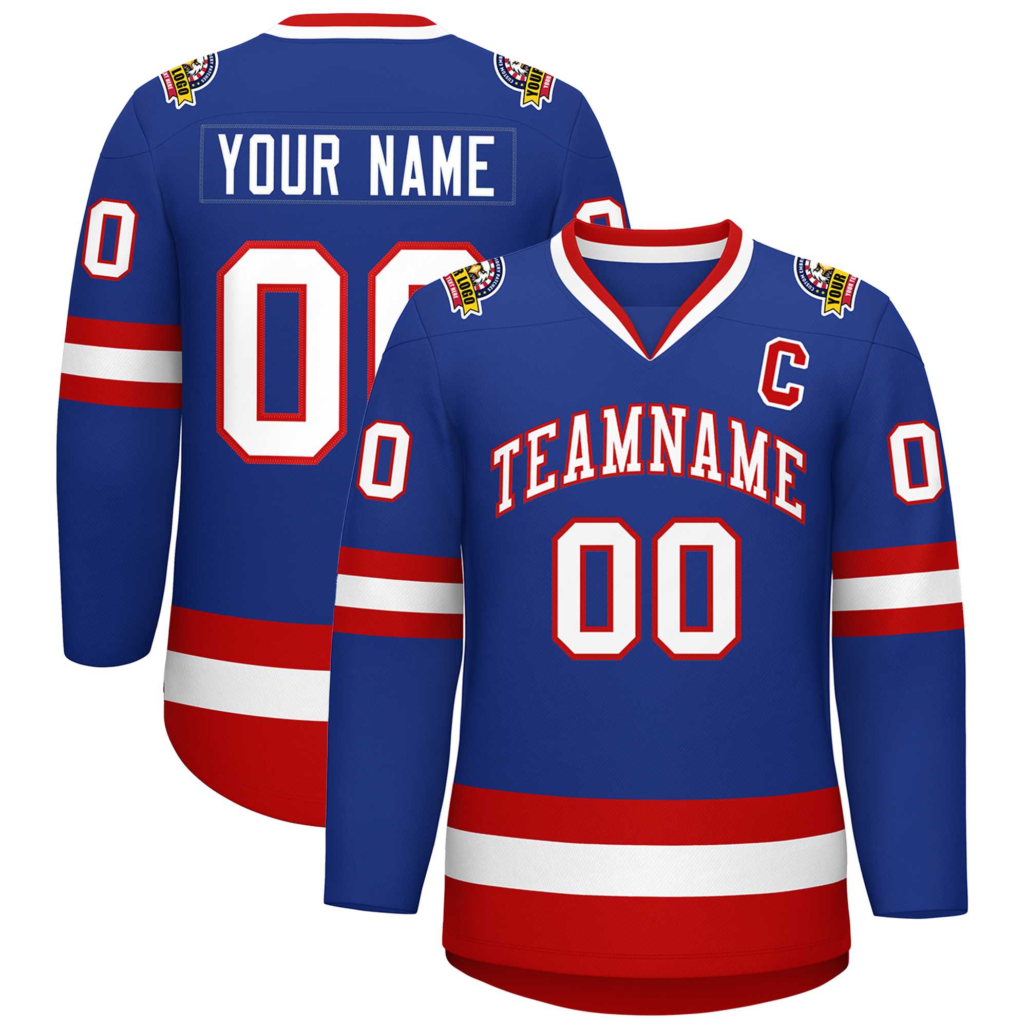 Custom Royal White-Red Classic Style Hockey Jersey | KXKSHOP