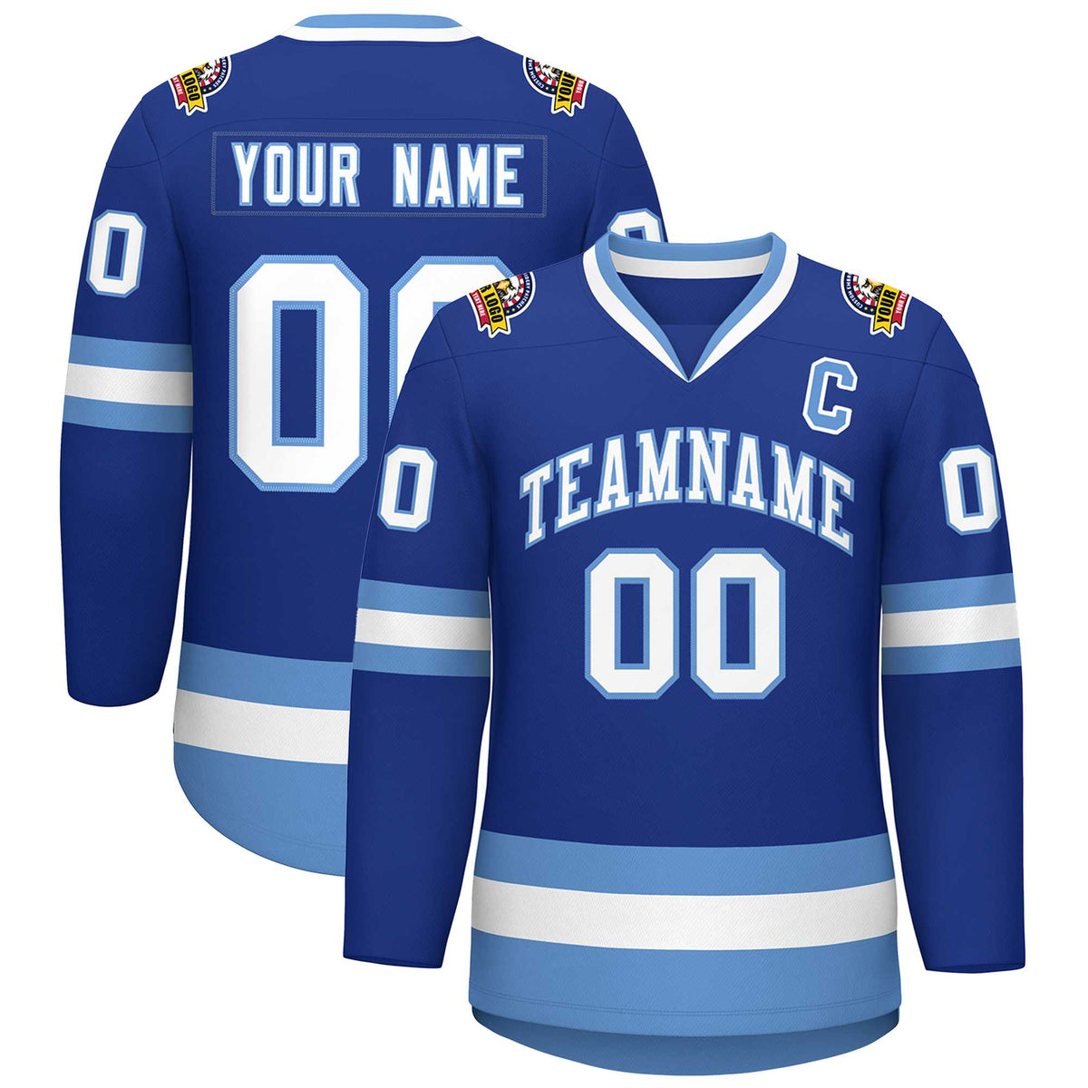 Custom Royal White-Light Blue Classic Style Hockey Jersey | KXKSHOP