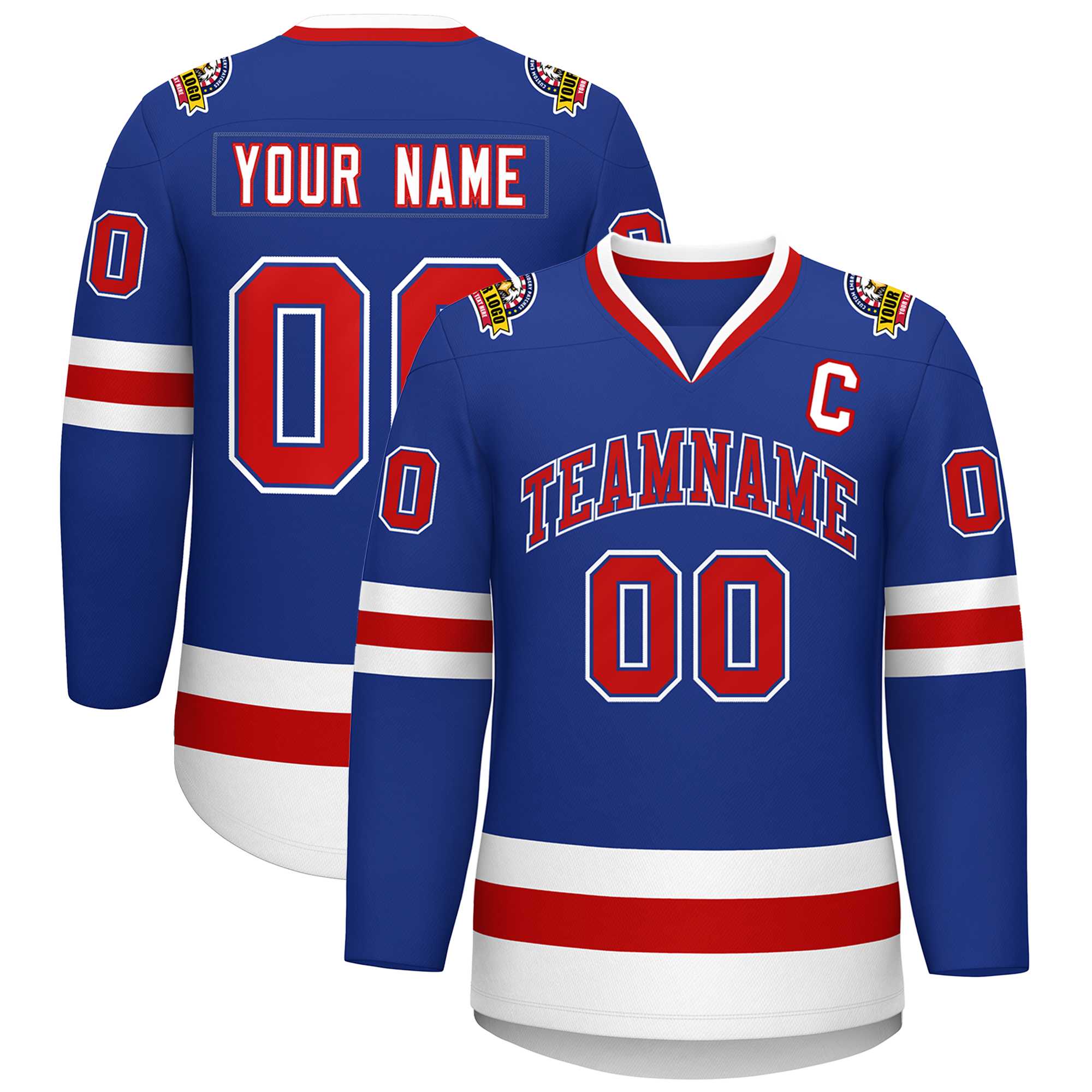 Custom Royal Red Royal-White Classic Style Hockey Jersey | KXKSHOP