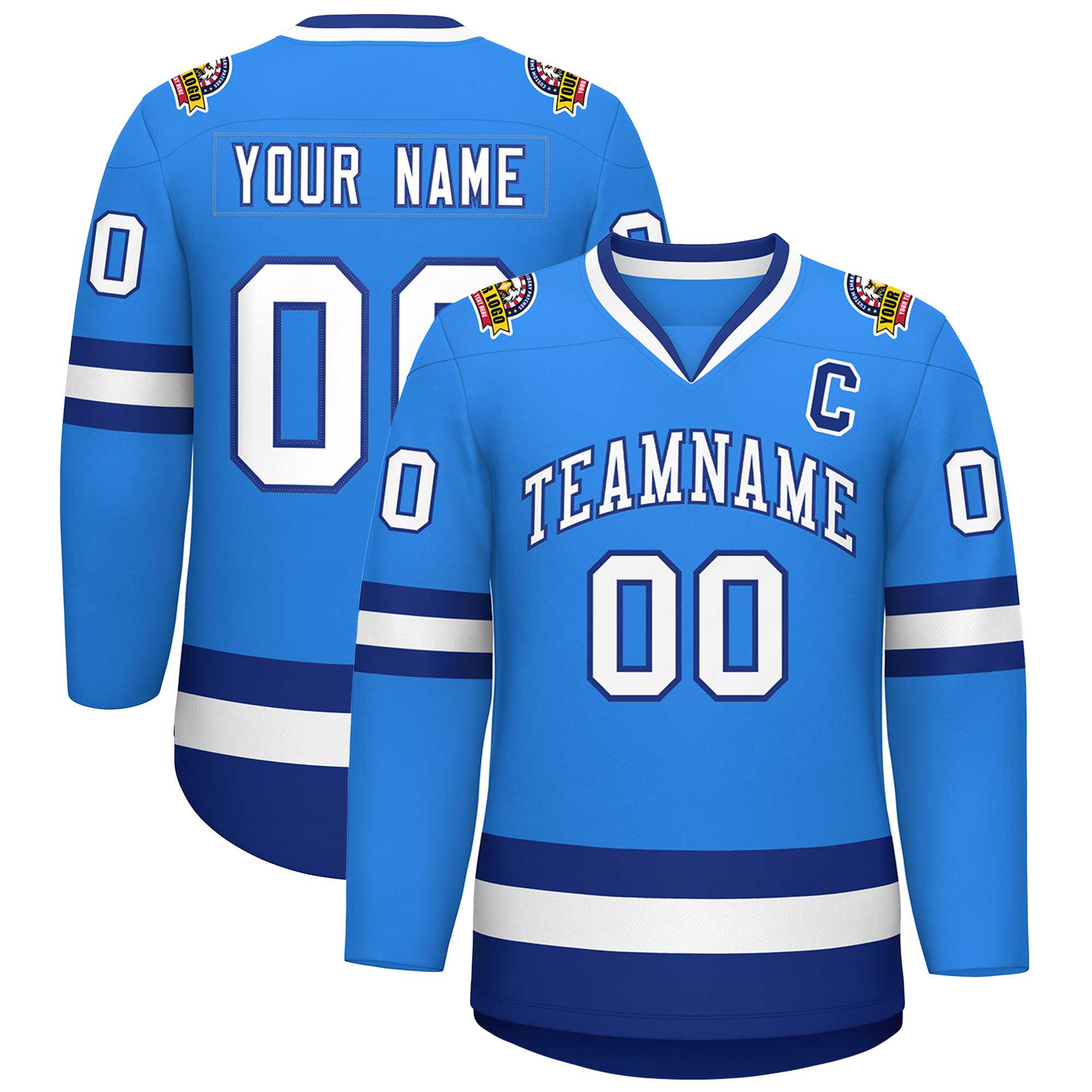Custom Powder Blue White-Royal Classic Style Hockey Jersey | KXKSHOP
