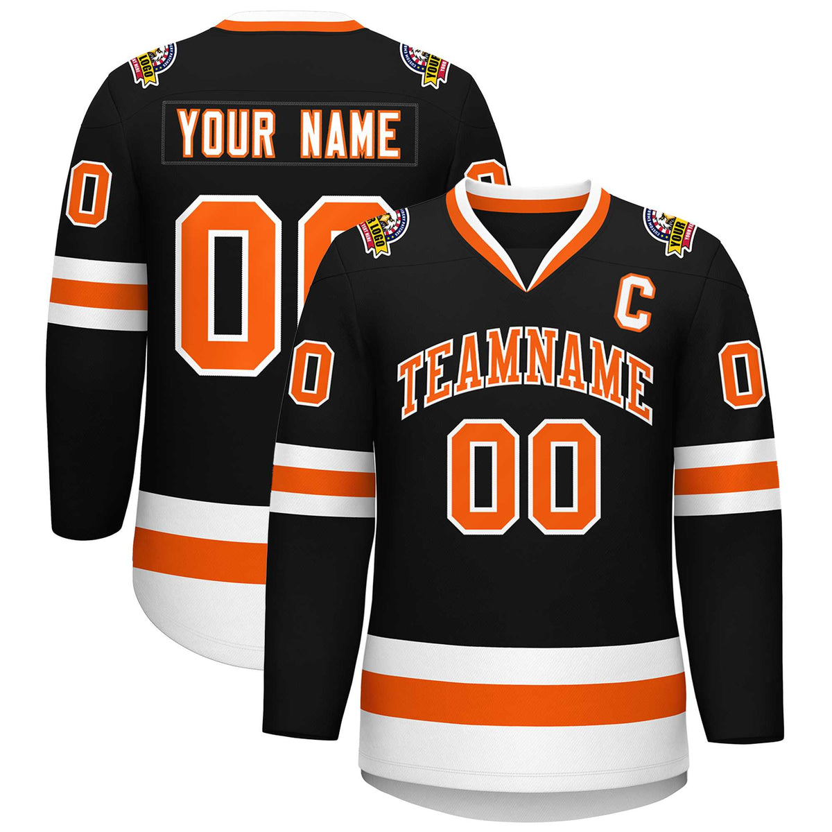 Custom Black Orange-White Classic Style Hockey Jersey | KXKSHOP