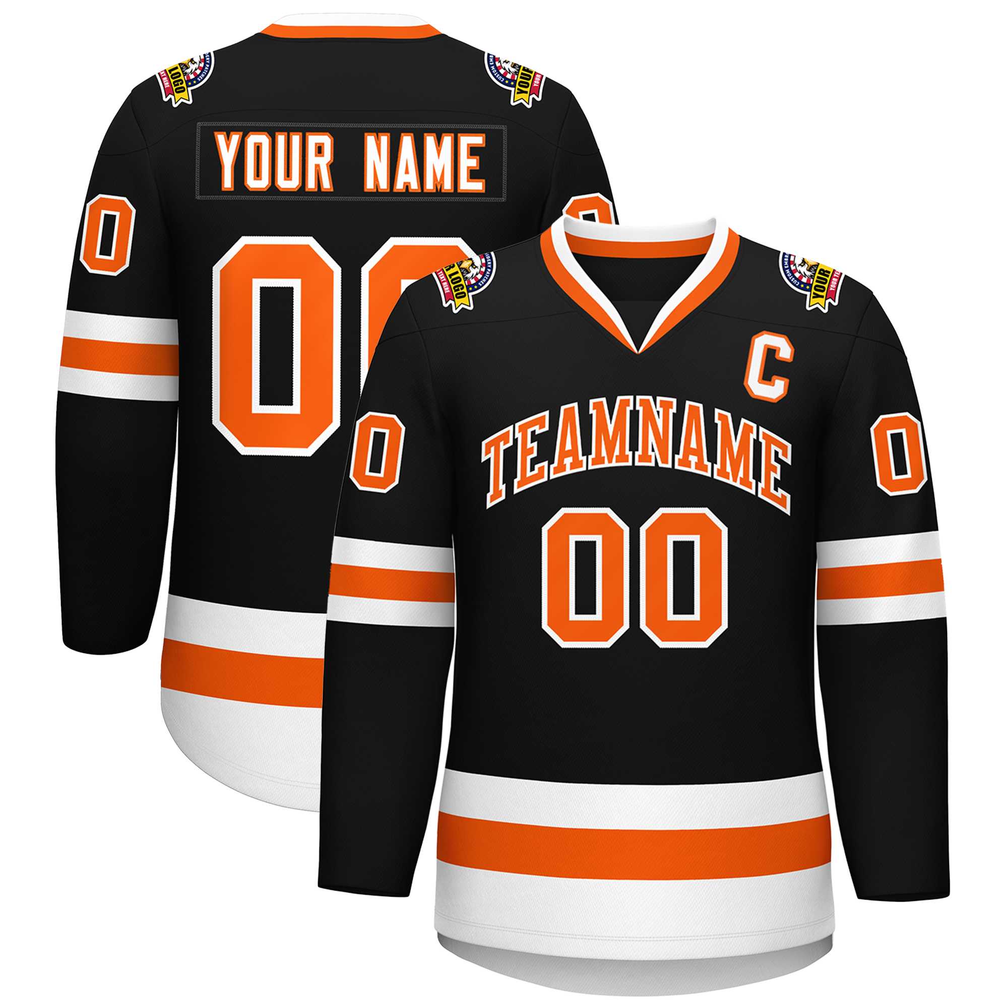Custom Black Orange-White Classic Style Hockey Jersey | KXKSHOP