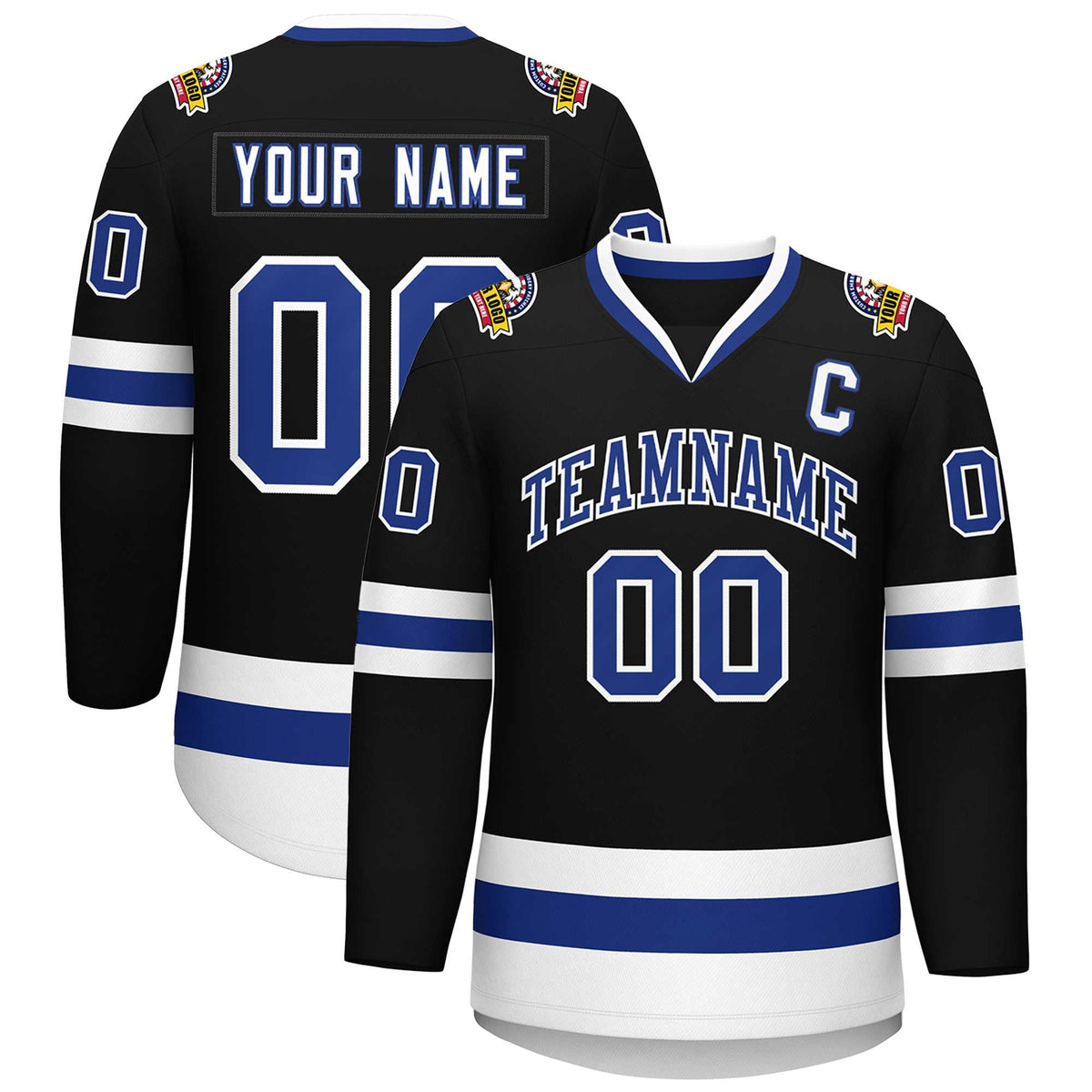 Custom Black Royal-White Classic Style Hockey Jersey | KXKSHOP