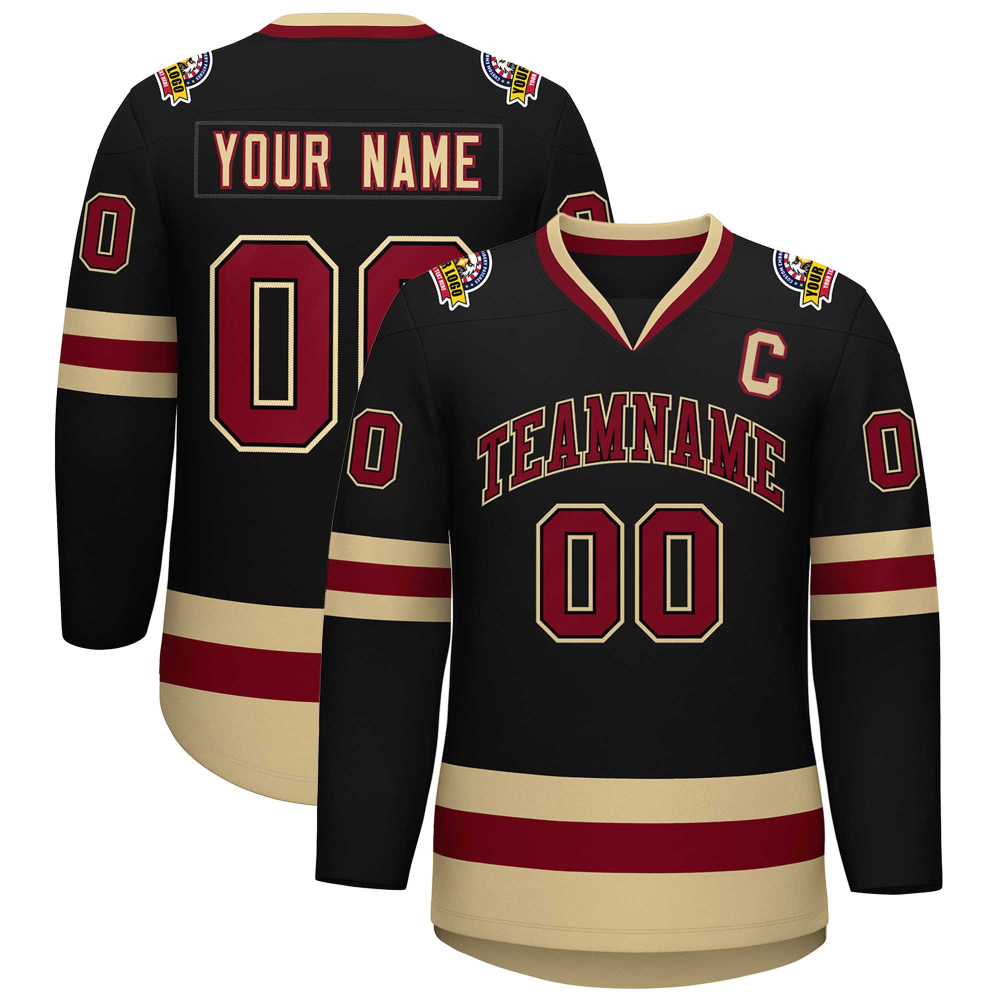 Custom Black Crimson-Black Classic Style Hockey Jersey | KXKSHOP