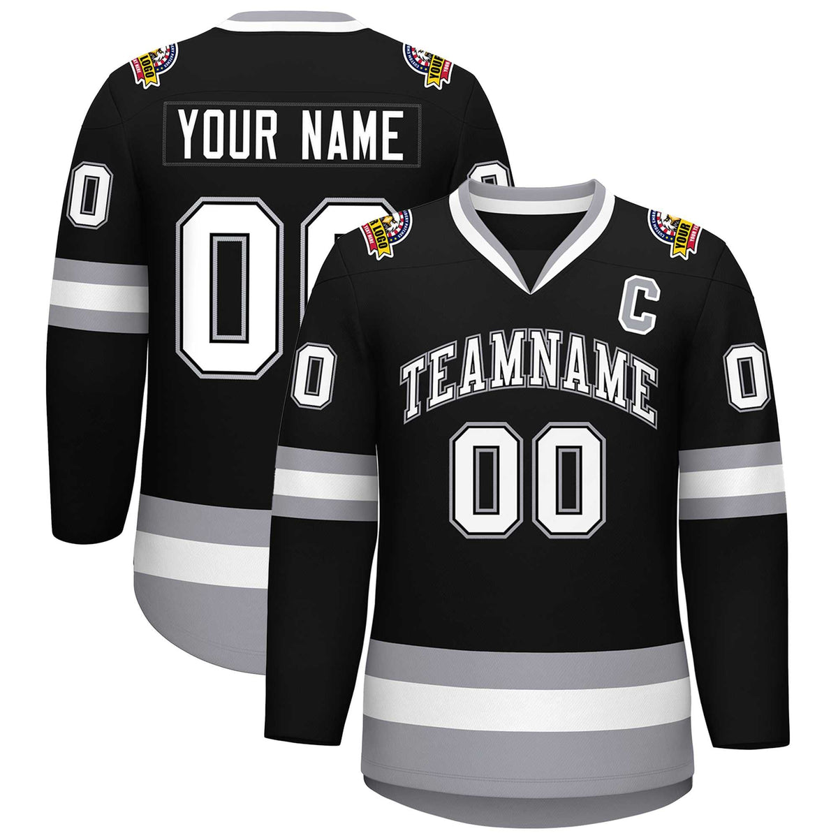 Custom Black White Black-Gray Classic Style Hockey Jersey | KXKSHOP