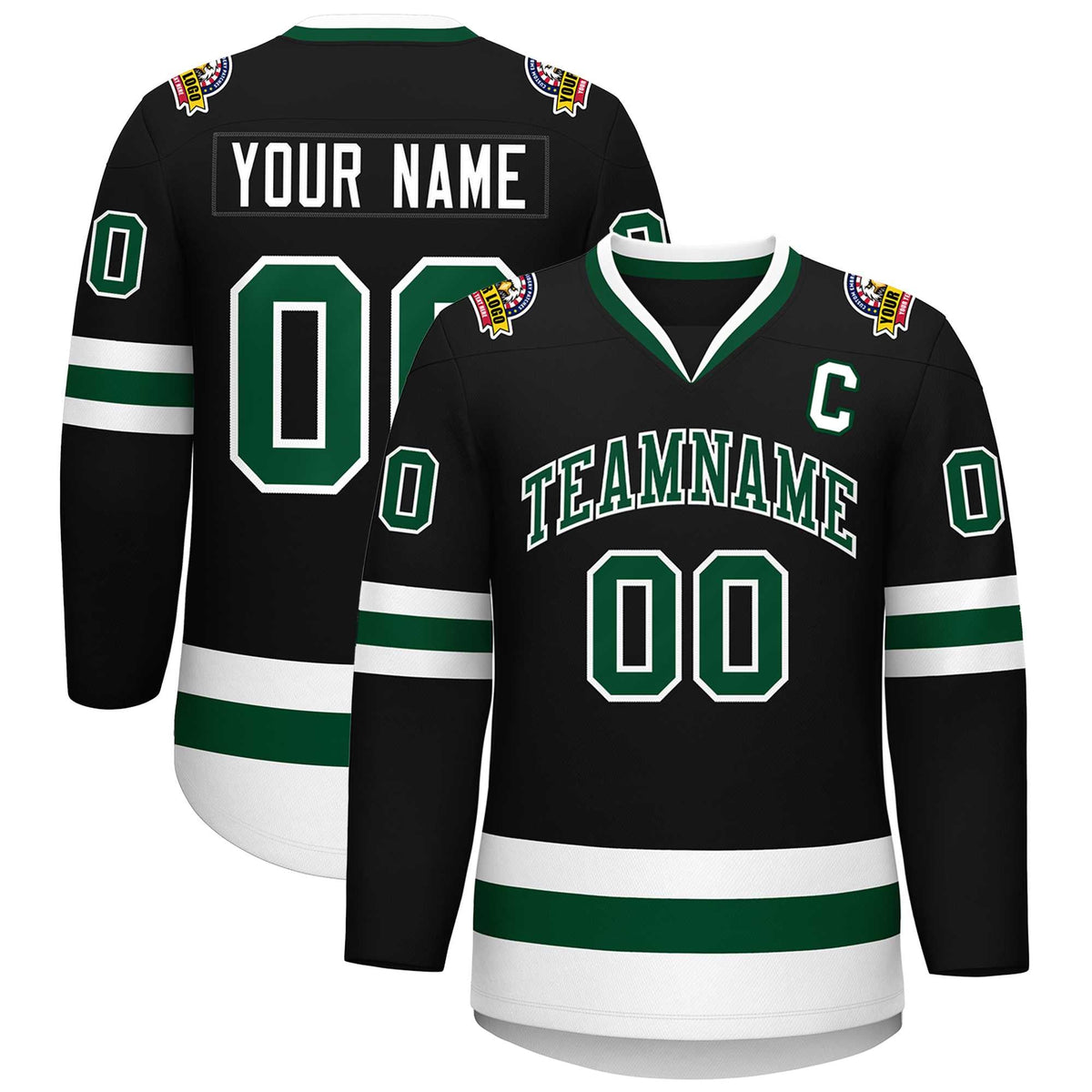 Custom Black Green-White Classic Style Hockey Jersey | KXKSHOP
