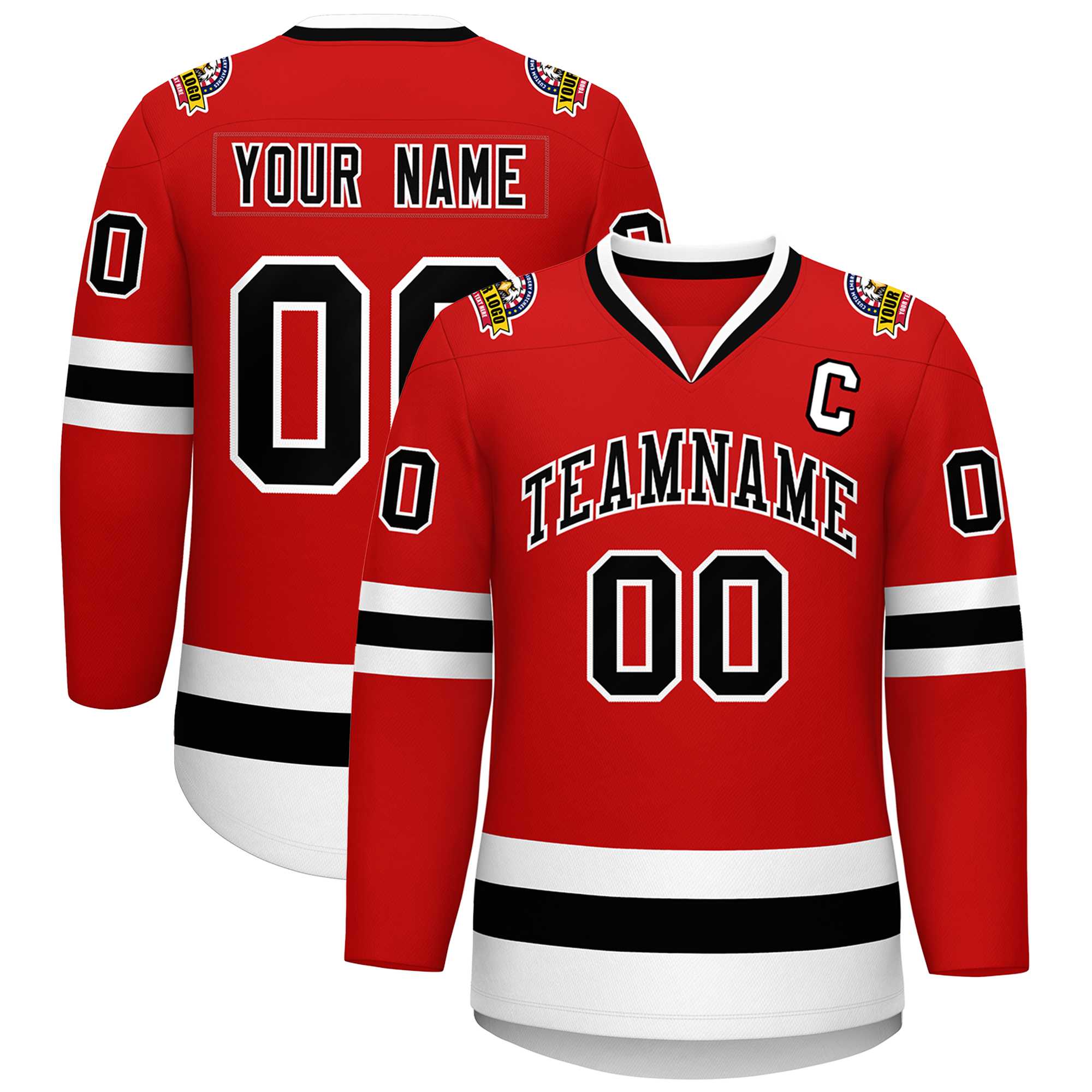 Custom Red Black-White Classic Style Hockey Jersey | KXKSHOP
