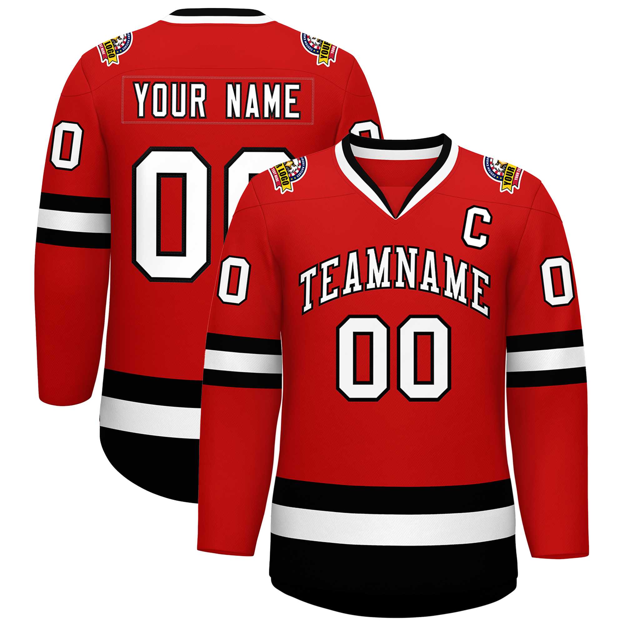 Custom Red White-Black Classic Style Hockey Jersey | KXKSHOP