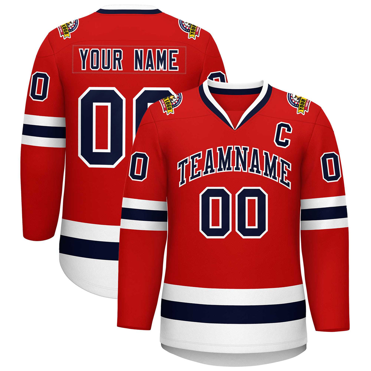 Custom Red Navy-White Classic Style Hockey Jersey | KXKSHOP