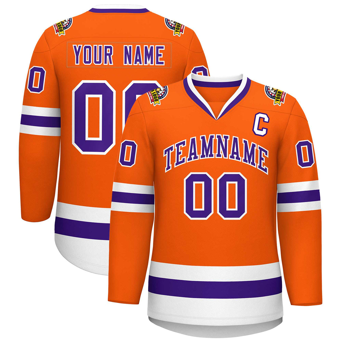 Custom Orange Purple-White Classic Style Hockey Jersey | KXKSHOP