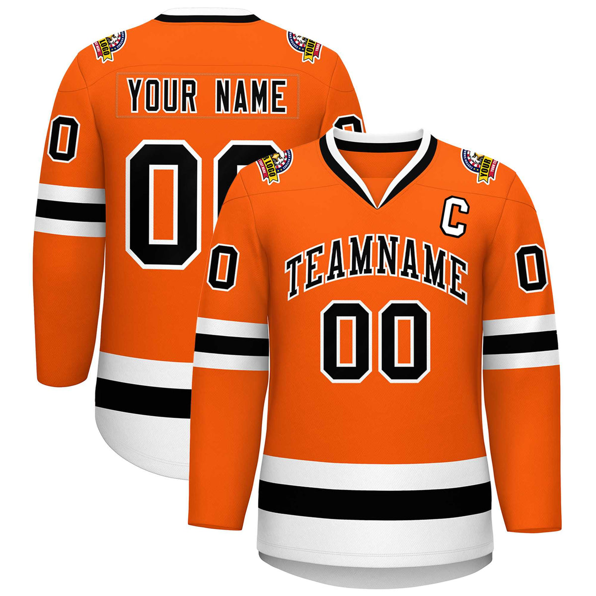 Custom Orange Black-White Classic Style Hockey Jersey | KXKSHOP