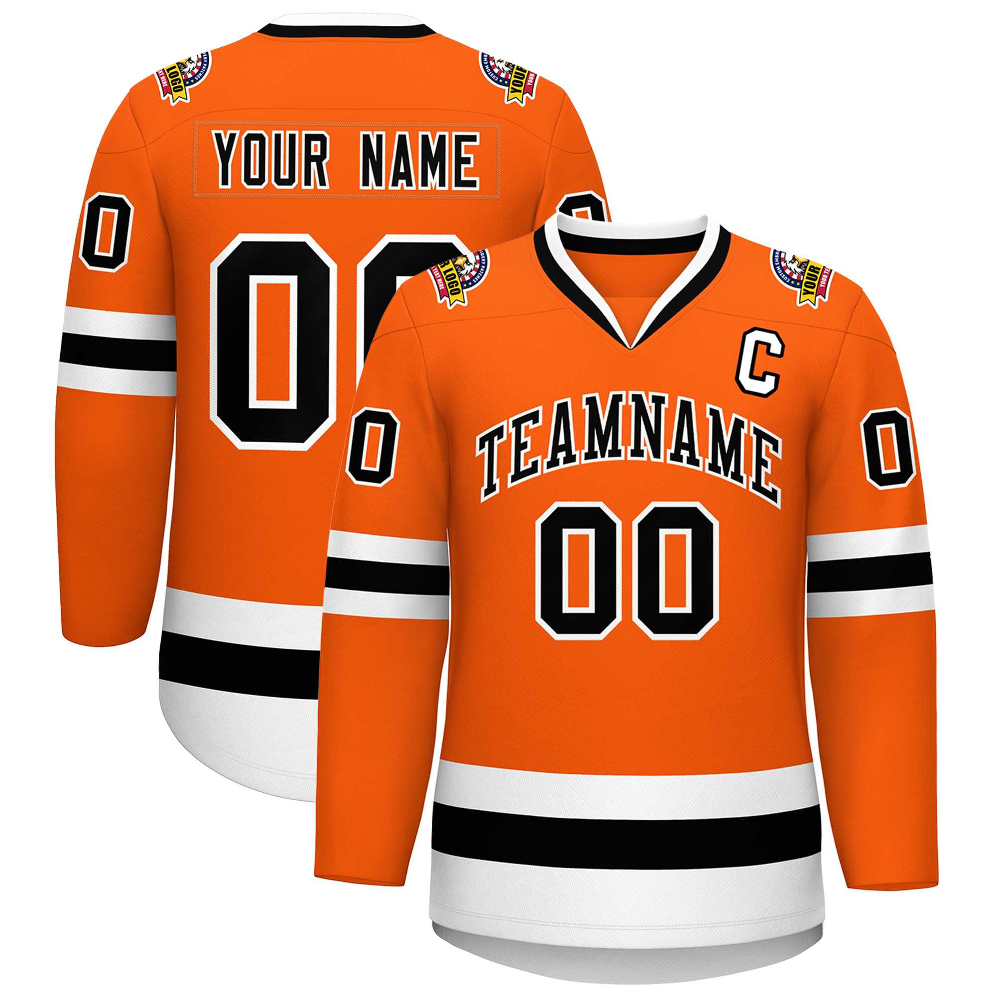 Custom Orange Black-White Classic Style Hockey Jersey | KXKSHOP