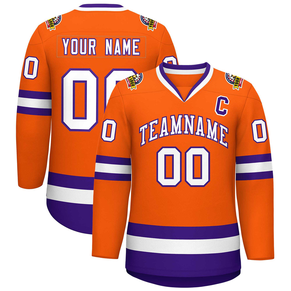 Custom Orange White-Purple Classic Style Hockey Jersey | KXKSHOP