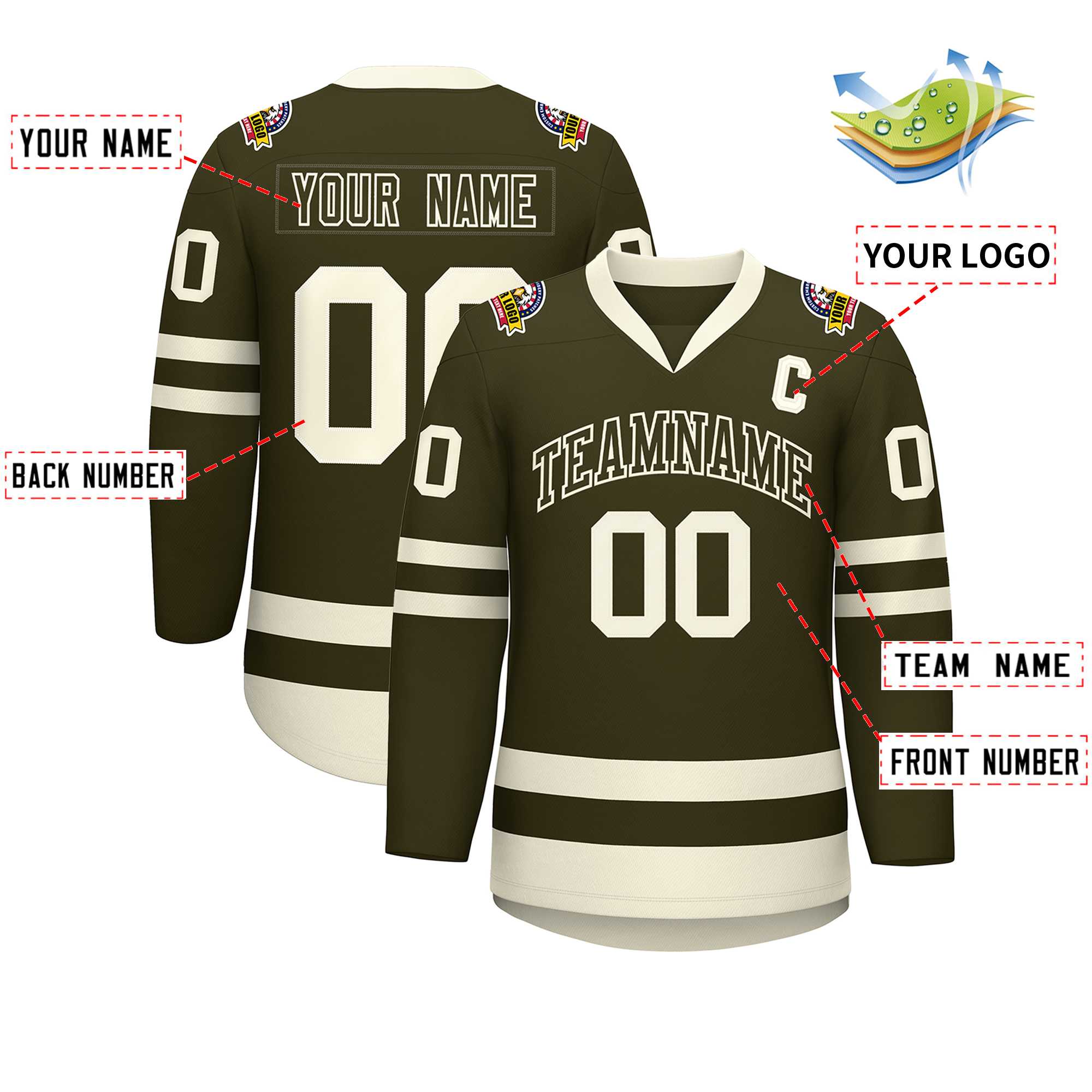 Custom Olive Olive-Khaki Classic Style Hockey Jersey | KXKSHOP