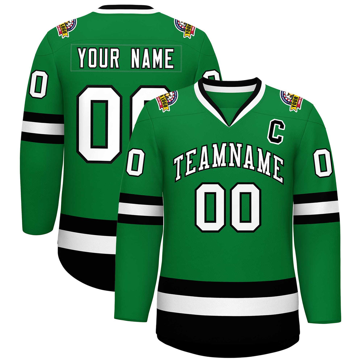 Custom Kelly Green White-Black Classic Style Hockey Jersey | KXKSHOP