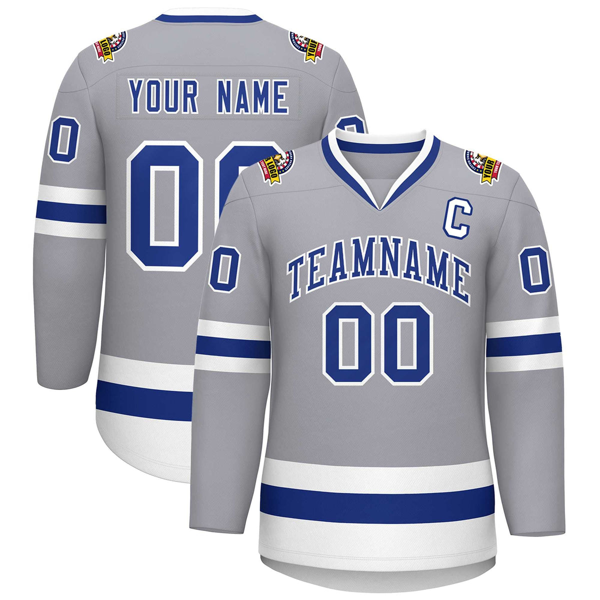 Custom Gray Royal-White Classic Style Hockey Jersey | KXKSHOP