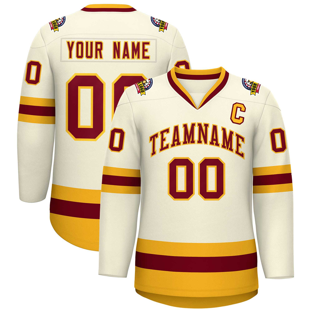 Custom Khaki Crimson-Gold Classic Style Hockey Jersey | KXKSHOP