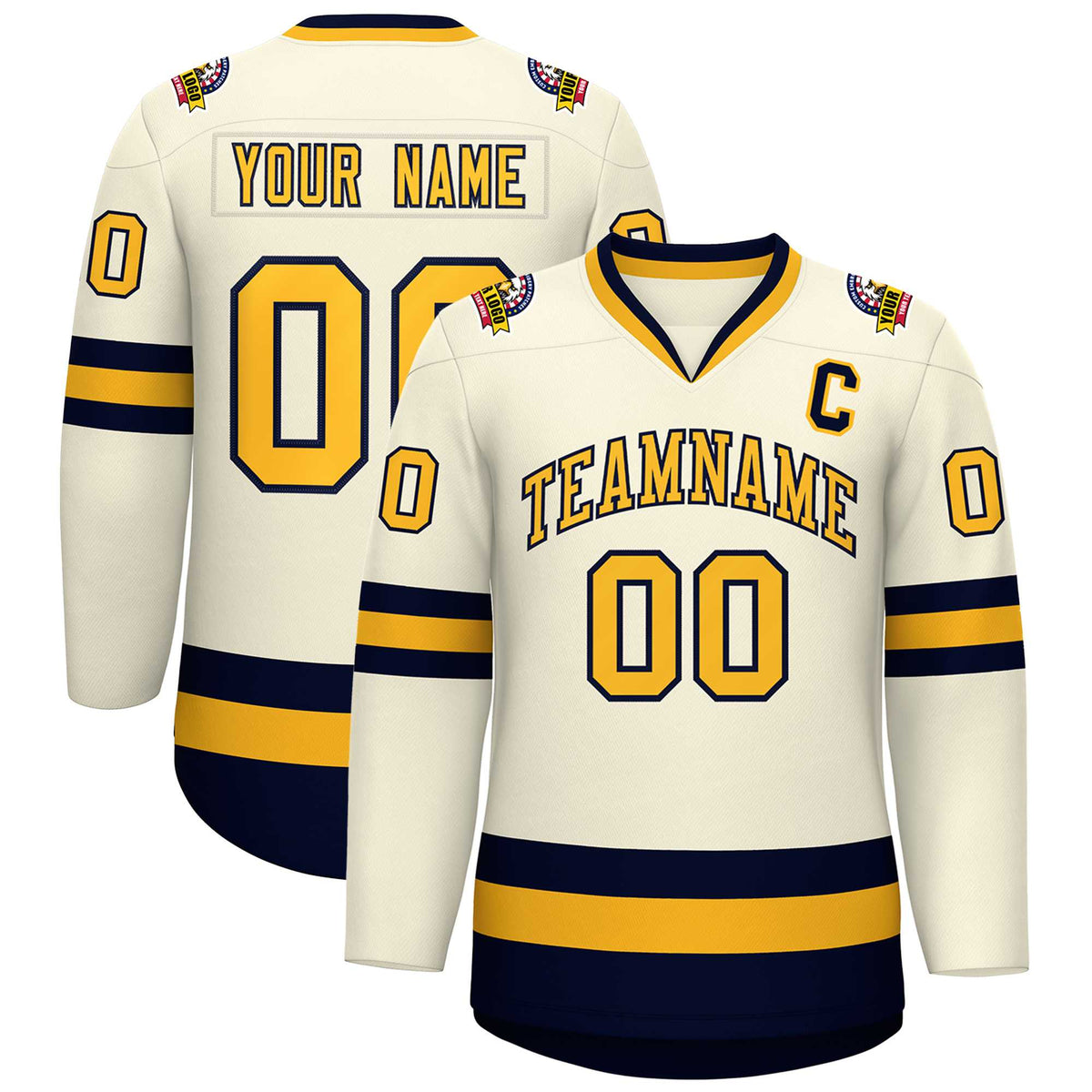 Custom Khaki Gold-Navy Classic Style Hockey Jersey | KXKSHOP