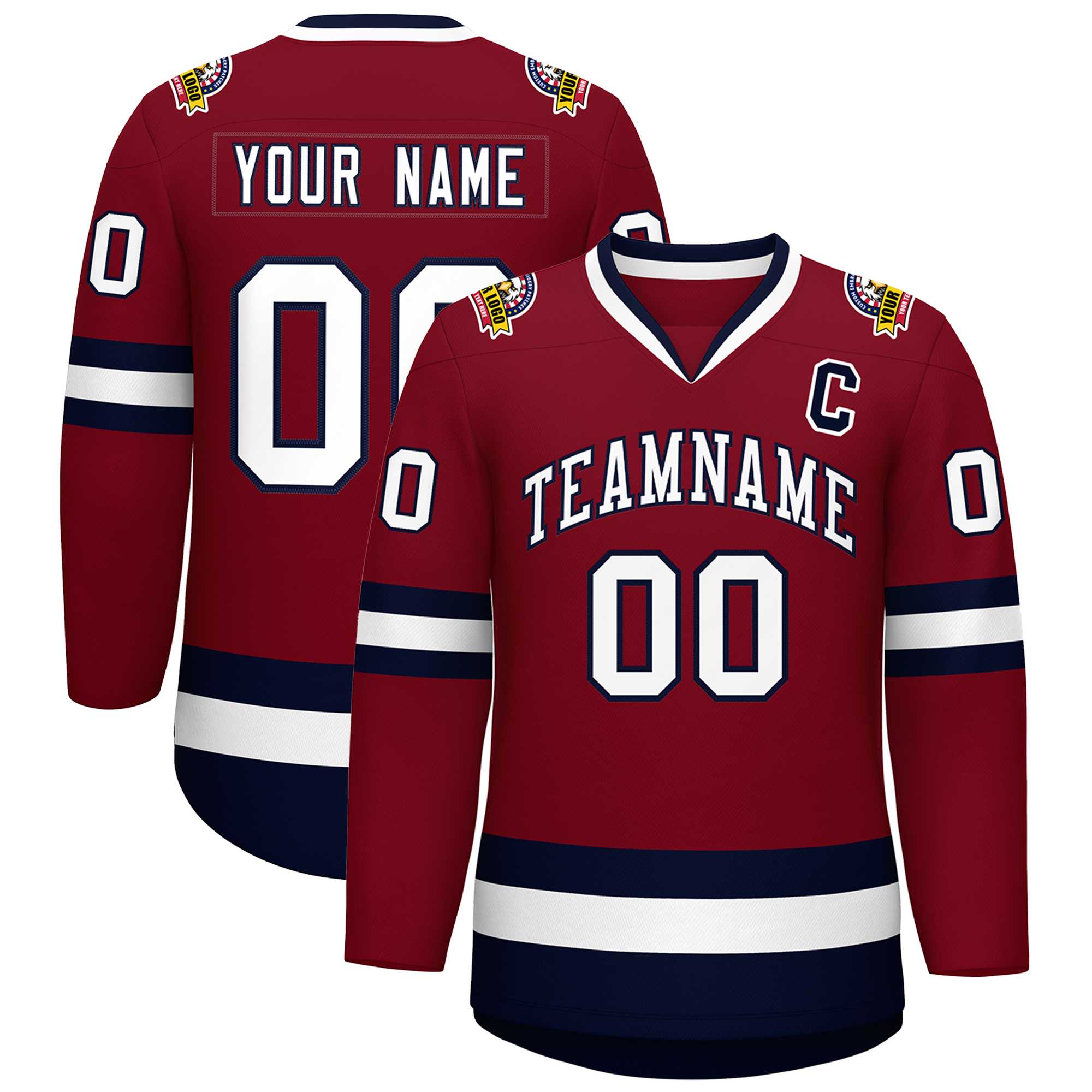 Custom Crimson White-Navy Classic Style Hockey Jersey | KXKSHOP