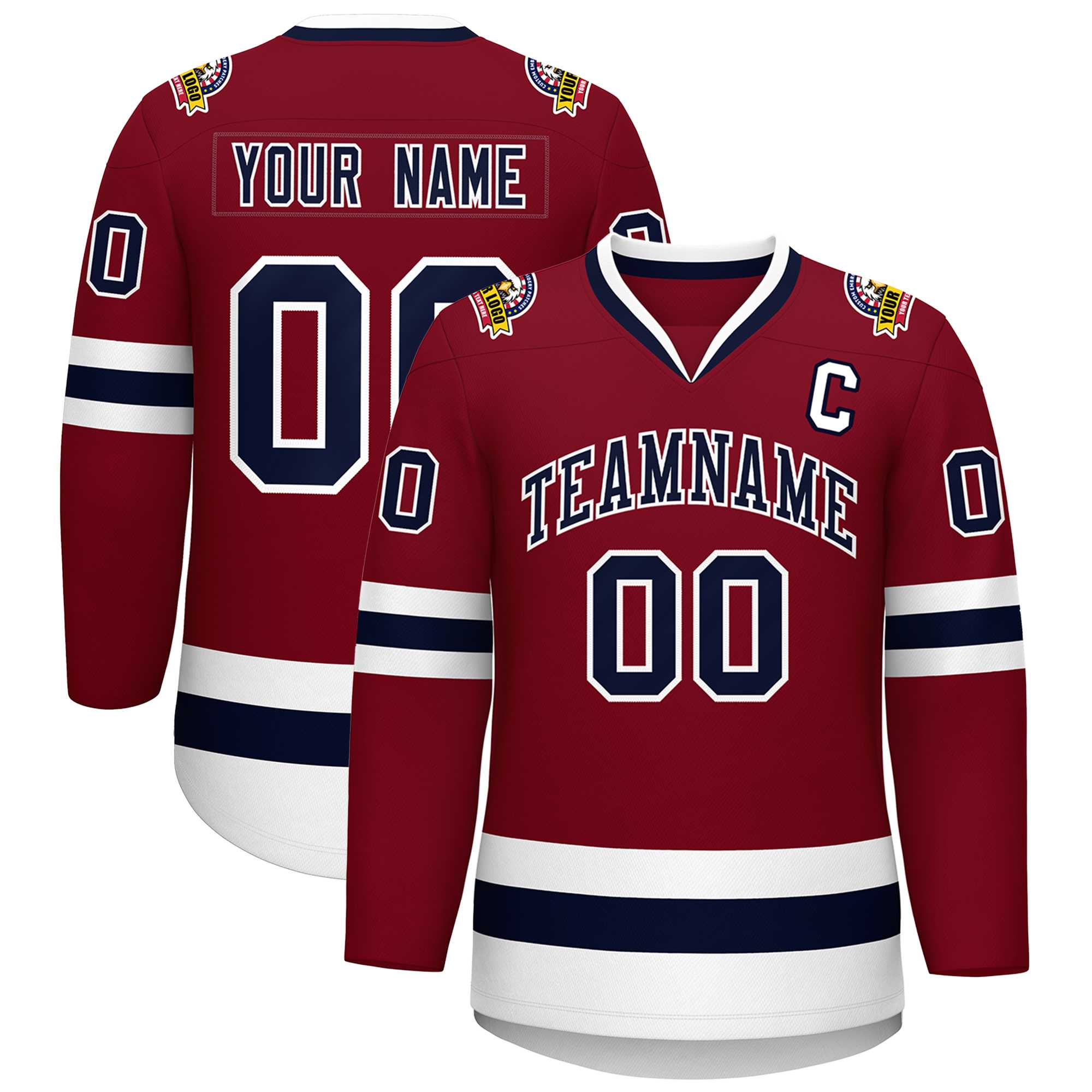 Custom Crimson Navy-White Classic Style Hockey Jersey | KXKSHOP