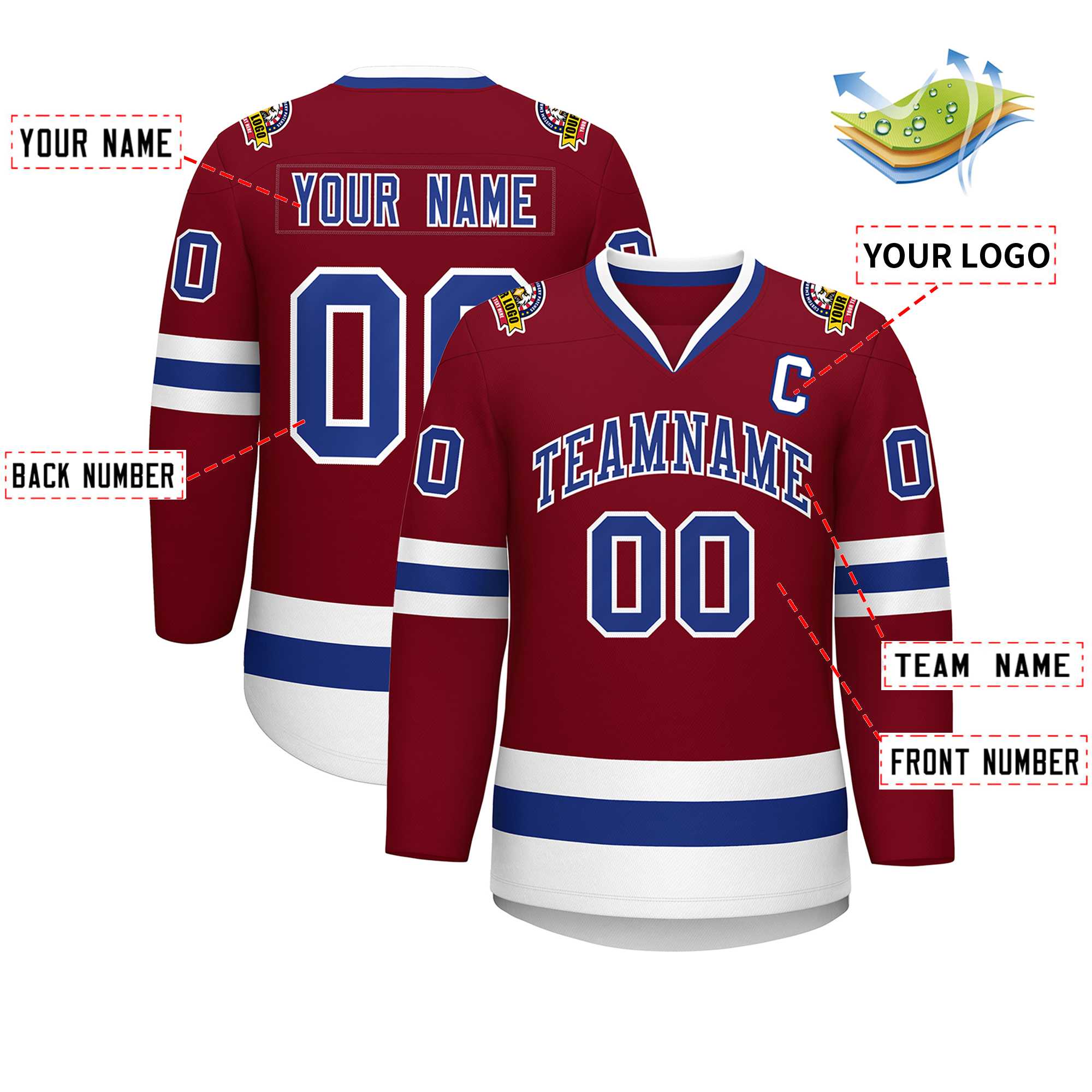 Custom Crimson Royal-White Classic Style Hockey Jersey | KXKSHOP