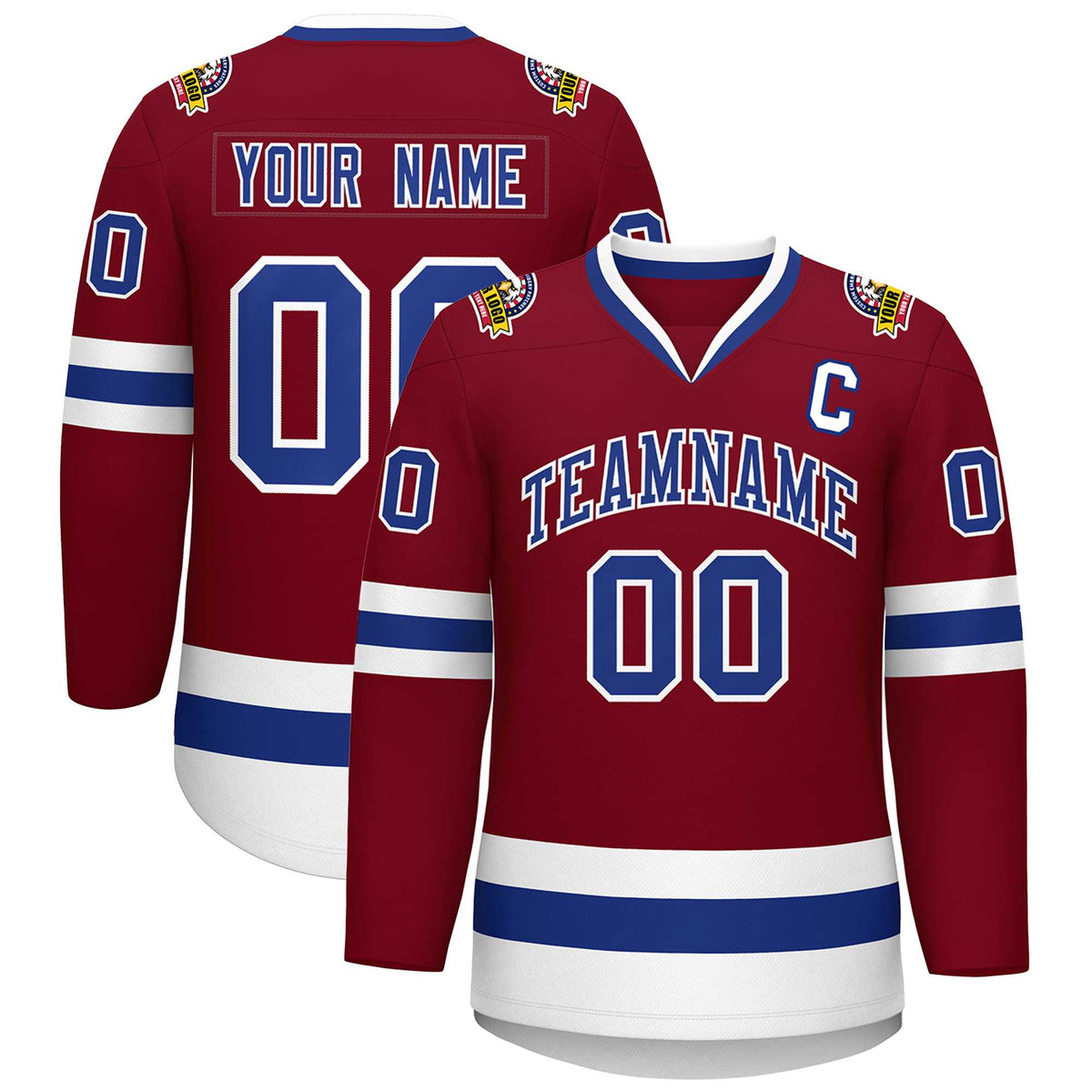 Custom Crimson Royal-White Classic Style Hockey Jersey | KXKSHOP