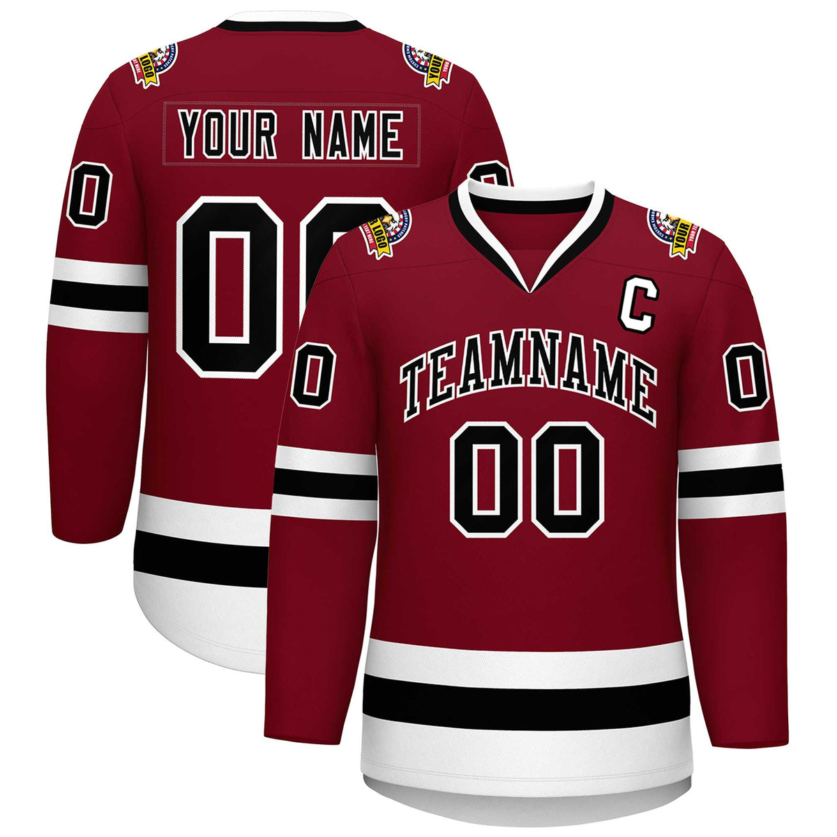 Custom Crimson Black-White Classic Style Hockey Jersey | KXKSHOP